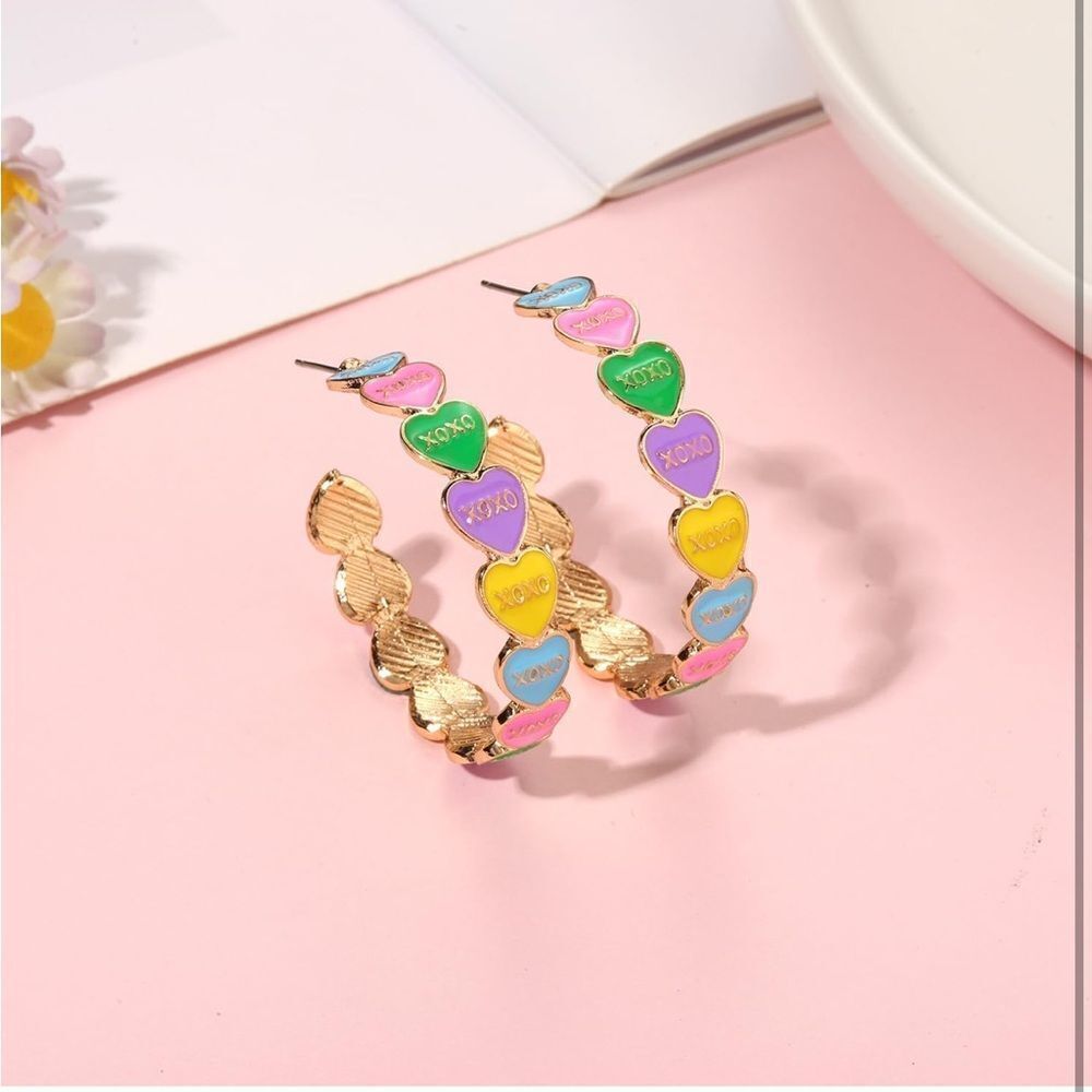 Valentine’s Conversation Hearts Earring Hoops 💕